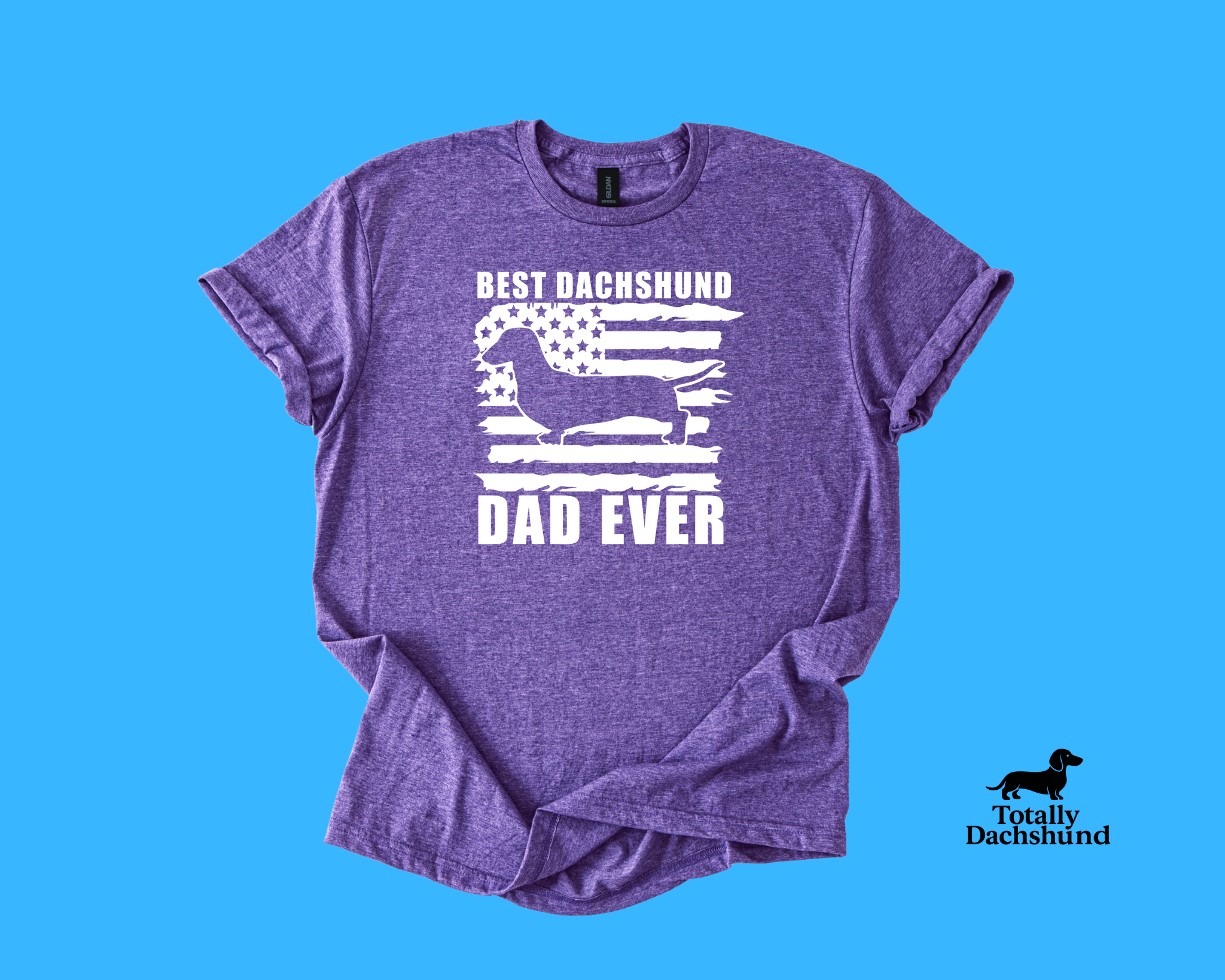 Best Dachshund Dad Ever Shirt – Patriotic American Flag Wiener Dog for Dog Lovers
