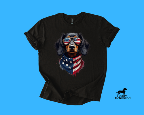 All-American Pup – Patriotic Dachshund Sunglasses & Bandana