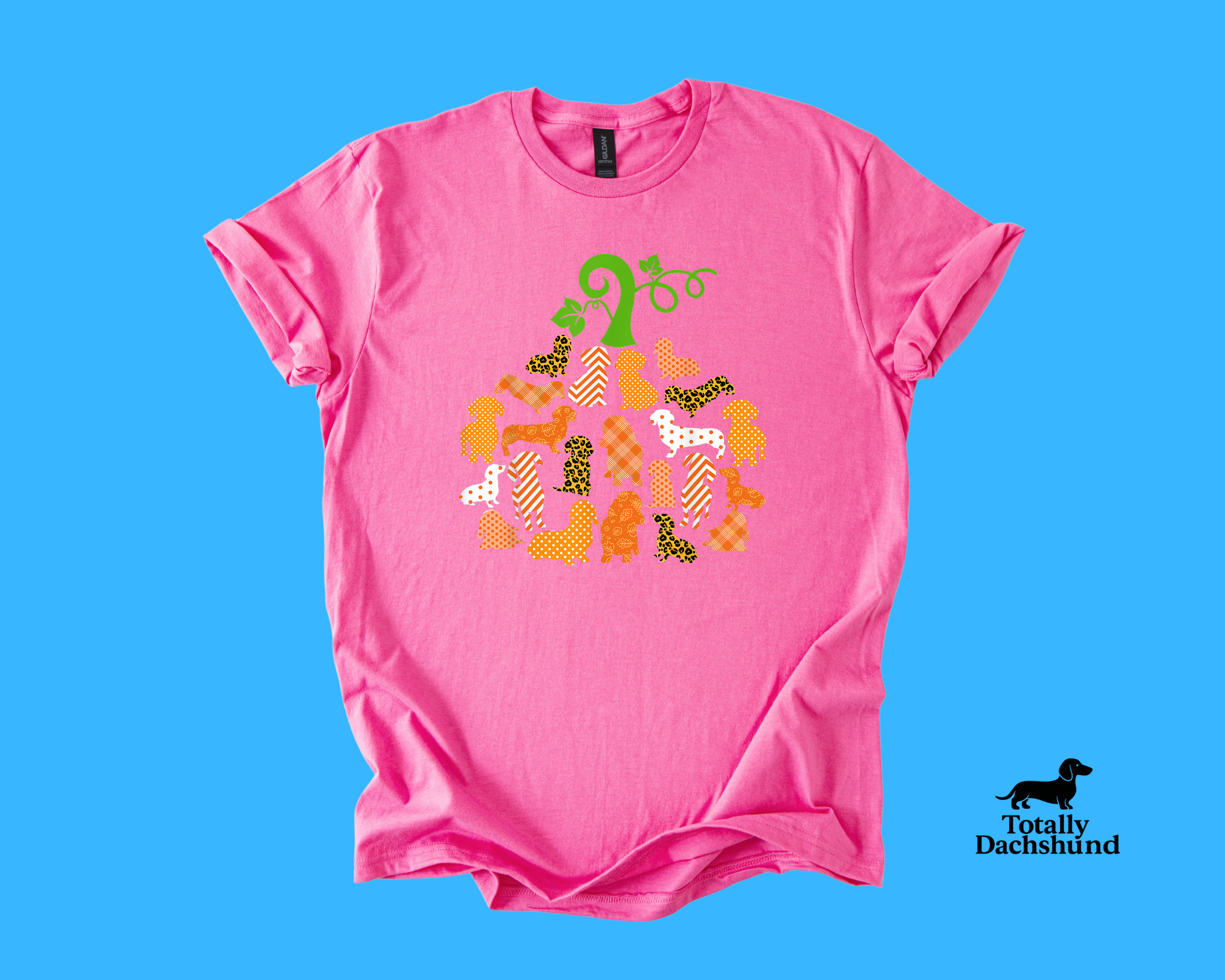 Pink dachshund pumpkin patch shirt – adorable fall-themed tee for doxie fans